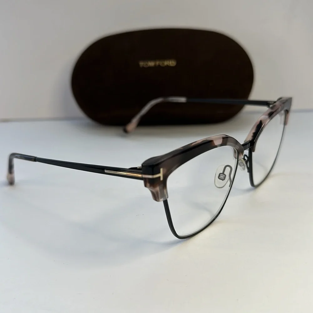 New Tom Ford FT5547-B Eyeglasses Pink Vintage Havana / Clear Lens Women's